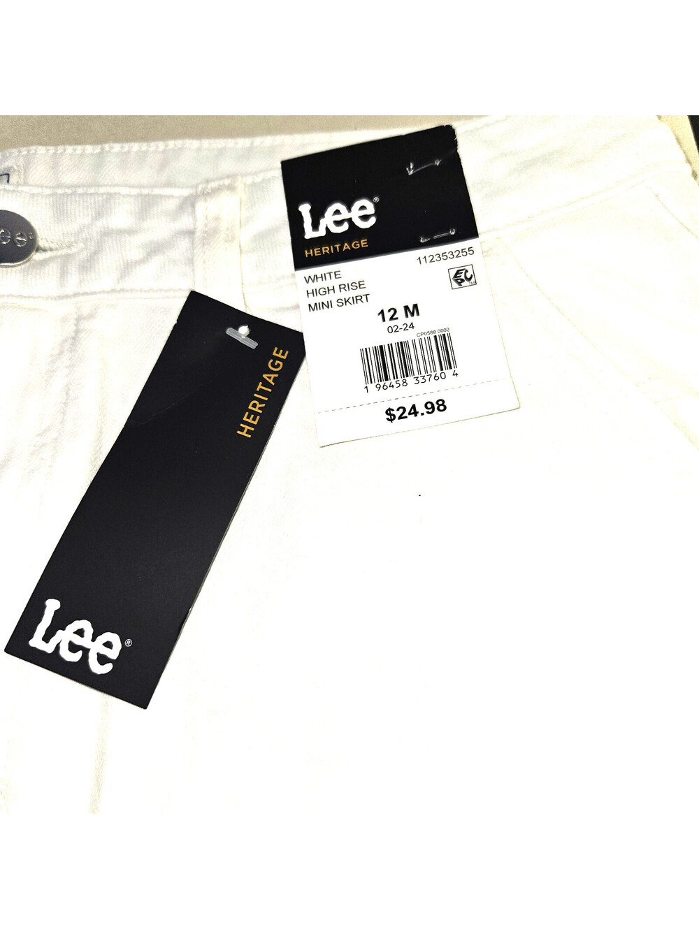 Lee Womens Heritage Highrise Loose Fit Denim Mini Skirt White